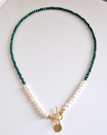 Malachit + perły, Horyzont Biżuteria Handmade