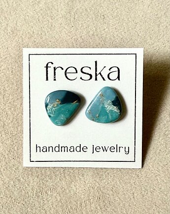 Kolczyki handmade z efektem kamienia , freska