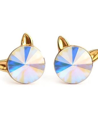 Kolczyki - kryształy Swarovski - Złote kotki odcieniach zorzy, Marisella