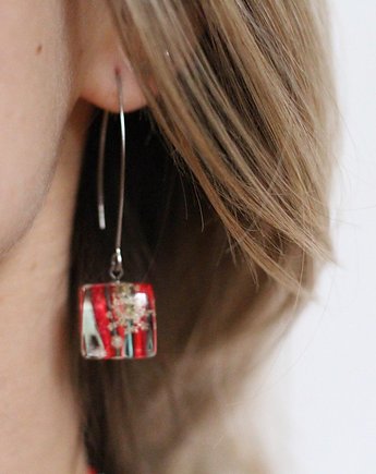 Długie wiszące kolczyki z kwiatami, Bioevgenika Jewelry