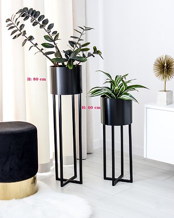 Zestaw kwietników donic metalowych na stojaku, lofthomedesign