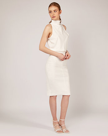 Sukienka dzianinowa z półgolfem biała, fADD