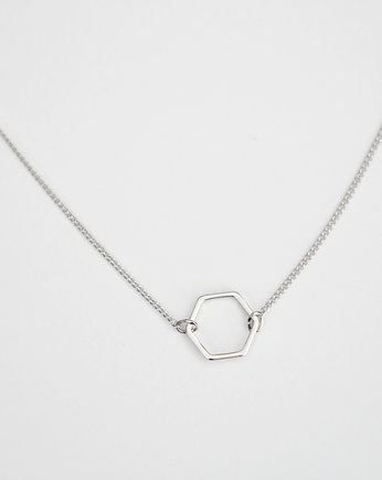 Rhodium Plated Tiny Hexagon Necklace, Le Boho Bleu