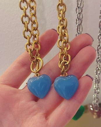 Naszyjnik łańcuch z serduszkiem z kamienia, Abrazo.jwlr