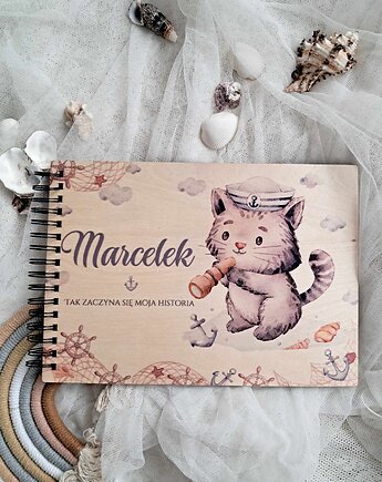 ALBUM kot marynarz  z personalizacją, prezent na Roczek, Chrzest, narodziny, LOO LOO DREAM
