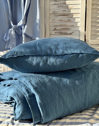 Komplet poszewek z lnu w kolorze denim blue, Nature Bed