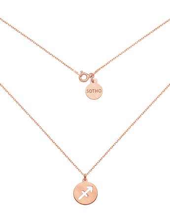 Matowy naszyjnik z różowego złota z zodiakiem Strzelca, SOTHO