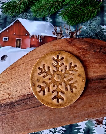 Ceramiczna ozdoba świąteczna płatek śniegu, Wooden Love
