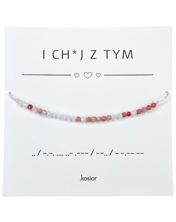 Bransoletka z alfabetem Morse Księżycowy, Rodonit, karolina kosior