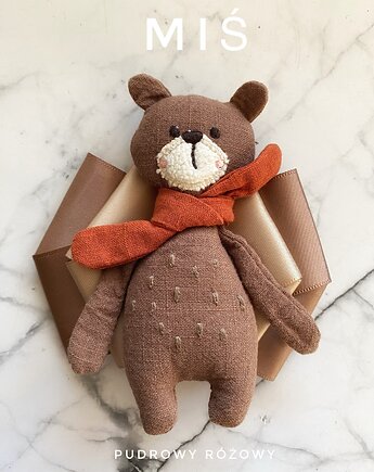 Artystyczna Brosza z niesamowitym Misiem! Pop Art  MIŚ, Pudrowy Różowy