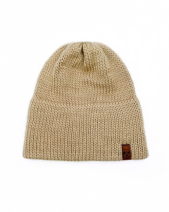 Beżowa czapka merino bez pompona, Holy Alpaca Knit