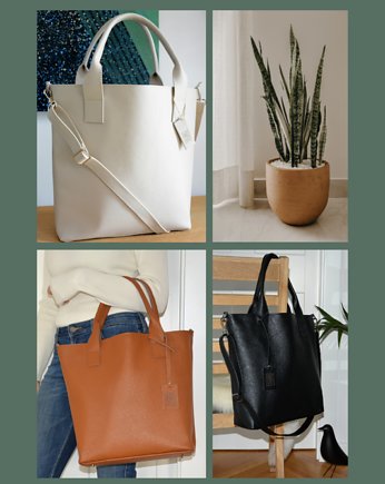 CHLOE - duża torebka skórzana KOLOR BEŻOWY i in., BAGS 4 JOY