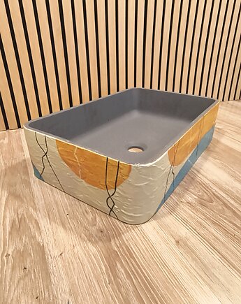 Umywalka artystyczna  ozdobna z reliefem prostokątna, art and texture