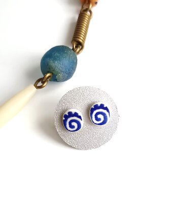 Kolczyki ceramiczne Bolesławiec, biżuteria z talerzy