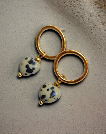 Kolczyki serduszka : jaspis dalmatyński, kaktusia