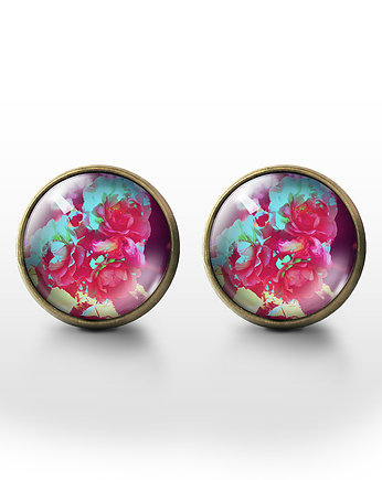 Kolczyki - Amarantowe róże - brąz, yenoo