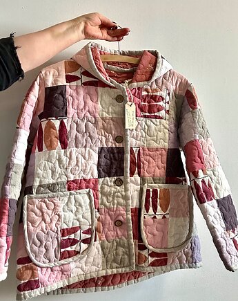 Kurtka patchworkowa lniana z kapturem, Dom Artystyczny