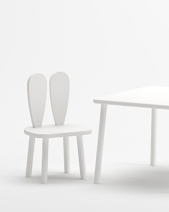 Stolik i 2 krzesełka z uszami królika białe, Nordville