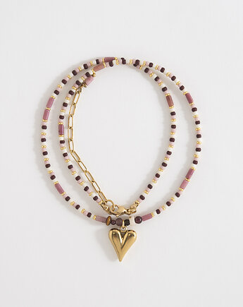 Boho naszyjnik z zawieszką serce, ech studio