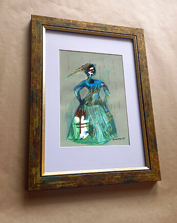 Kumoszka 1 - akwarela 16x24 cm unikat, Katarzyna Radzka