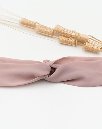 Opaska przeplatana pudrowy róż, wu handmade