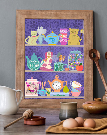 Półka miłośnika herbaty - plakat A3 fine art, minimalmill