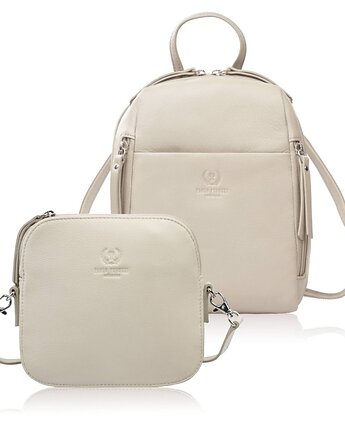 Plecak damski skórzany AY-26 i mała torebka na ramię AY-24 zestaw upominkowy , Paolo Peruzzi