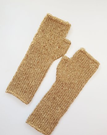 Rękawiczki damskie, wiosenne mitenki beżowe, Made by Jaga