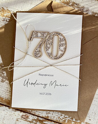 Wyjątkowa personalizowana kartka ręcznie robiona na 70 urodziny, sorte
