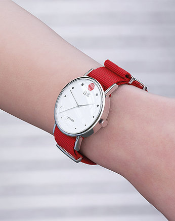 Zegarek - Japonia - czerwony, nylonowy, yenoo