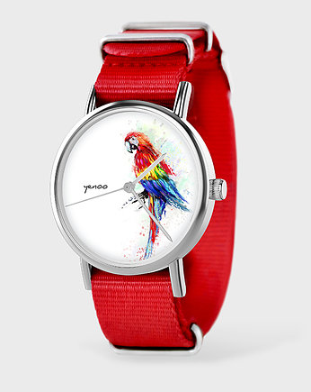 Zegarek - Papuga - czerwony, nato, OSOBY - Prezent dla teścia