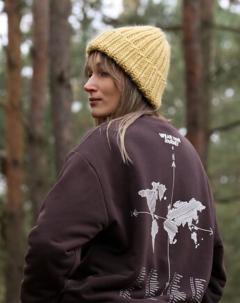 Zaznacz odwiedzone państwa - brązowa bluza dla podróżnika bez kaptura, Wear Your Journey