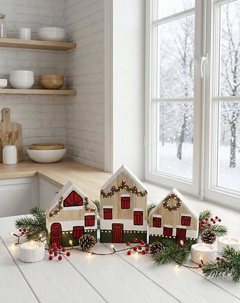 Zestaw drewnianych domków, Panda Design