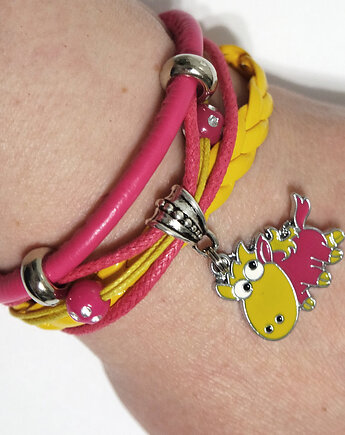 Bransoletka - Konik - rzemienie, różowy, żółty, yenoo