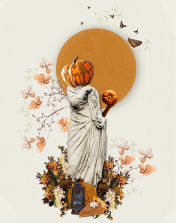 Plakat, kolaż Pumpkin Head, zfragmentow