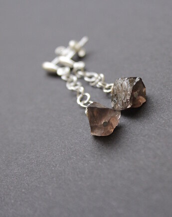 Kolczyki z dymnym kwarcem na łańcuszku, fado