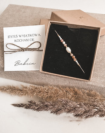 Bransoletka prezent Dzień Babci Rose na nici, Tiny Stone