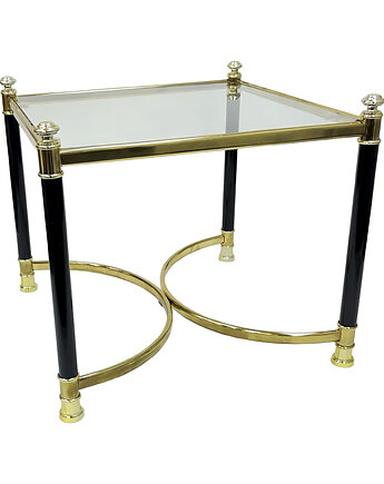 Stolik pomocniczy Hollywood Regency mosiądz szkło lata 70. styl Maison Jansen, Good Old Things