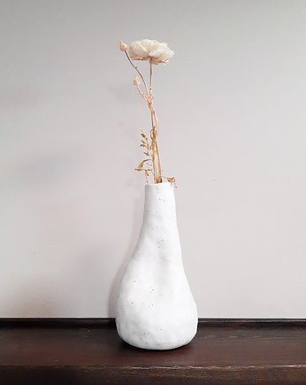 Biały wazon w piegi w stylu boho / skandynawskim (L622), Mada Ceramics