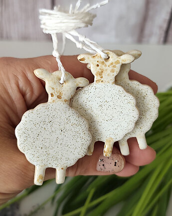 3 ceramicznych owieczki - ozdoby wielkanocne, 10FingersArt