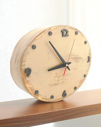 Zegar ścienny w kolorze beżowym, Clock Wood Studio