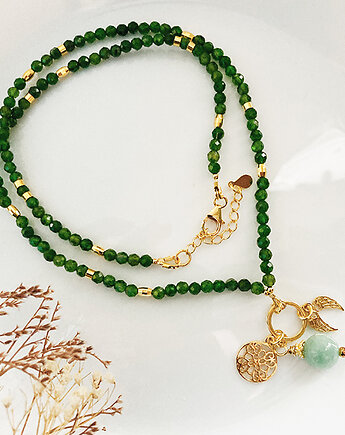 NASZYJNIK DIOPSYD ze skrzydełkami i zawieszką, Anemon Atelier