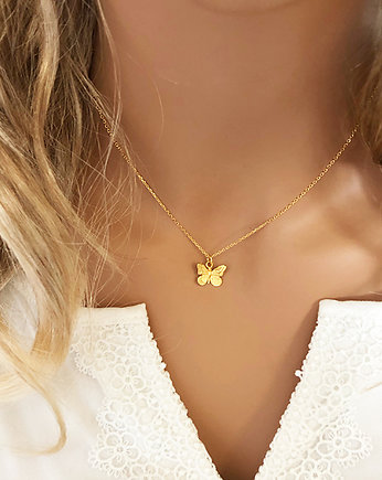 Naszyjnik motyl, złoty motylek, letnia biżuteria, Anemon Atelier