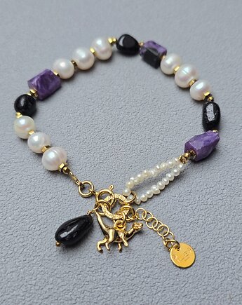 Bransoletka Dino  z Sugilitem Srebro, ILEA