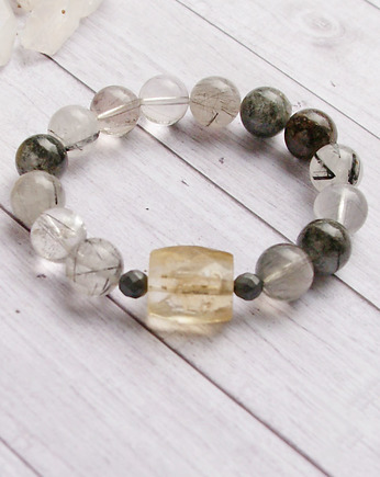 Kwarc z turmalinem & cytryn : rozmiar S, kaktusia