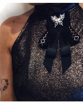 Brosza/ Krawat z Motylem  w stylu Glamour, Pudrowy Różowy