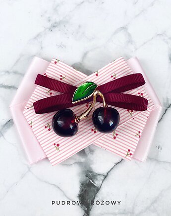 Brosza z kolekcji z wisienkami z dużą wiśnią, Pudrowy Różowy