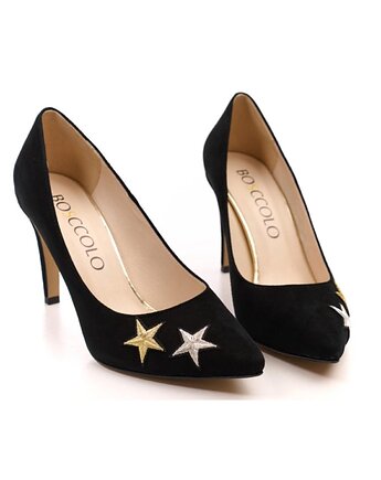 Czółenka skórzane na szpilce - czarne (6393), BOSCCOLO