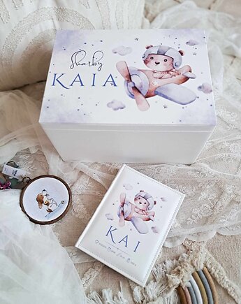 ZESTAW MIS W SAMOLOCIE z metryczką, prezent na roczek, chrzest dla chłopca, LOO LOO DREAM