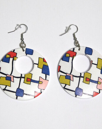 Kolczyki drewniane - Koła malowane, yenoo